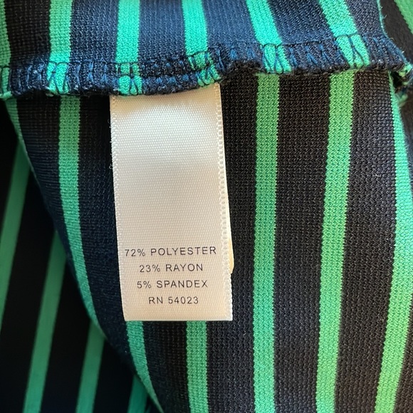 Banana Republic Navy Green Striped Knit Blouse Size 12 - Picture 6 of 6